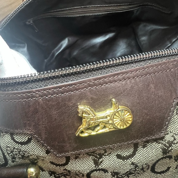 Vintage CELINE Boston Bag Brown and Cream Monogram with Leather Accents - Picture 8 of 12